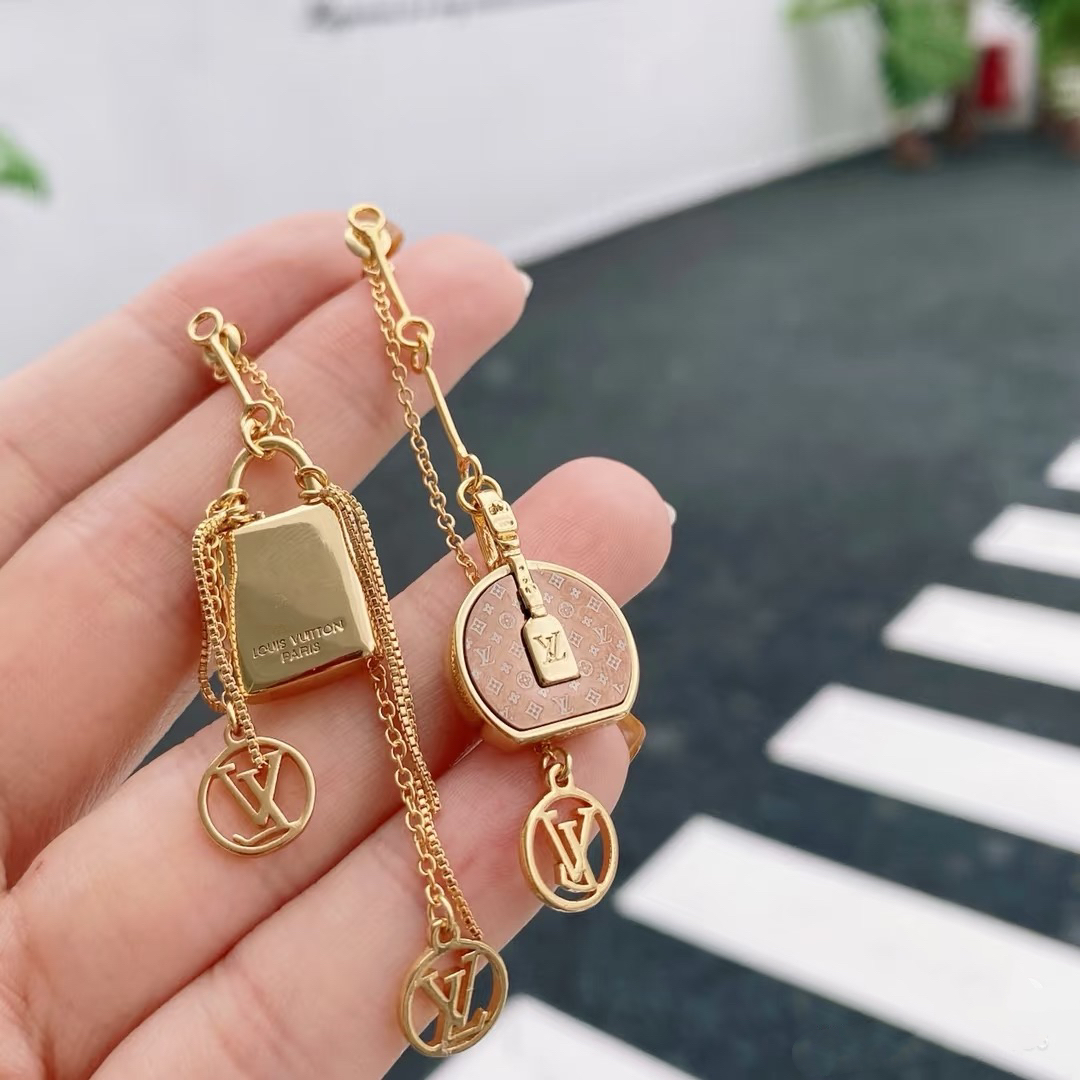 Louis Vuitton Asymmetric Lock and Handbag Tassel Earrings - Original Replica Club