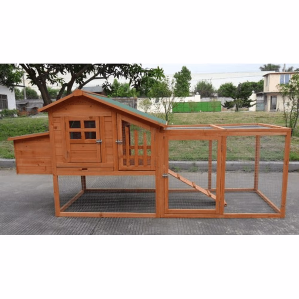 86" Large Solid Wood Chicken Coop House Run Cage Nesting Box