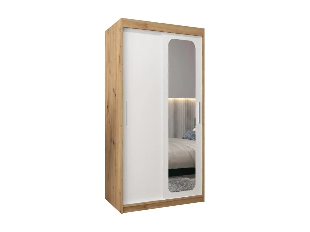 Armario Biocasahogar T2 – 2 puertas correderas – 200/100/62 cm – Color artisan/blanco QJ0251041