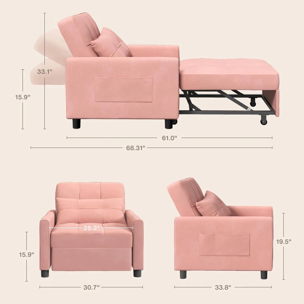 Convertible Sleeper Chair, Aiho 3-in-1 Convertible Sofa Bed Recliner Chair with Pull Out Couch - Dark Gray - Image 27