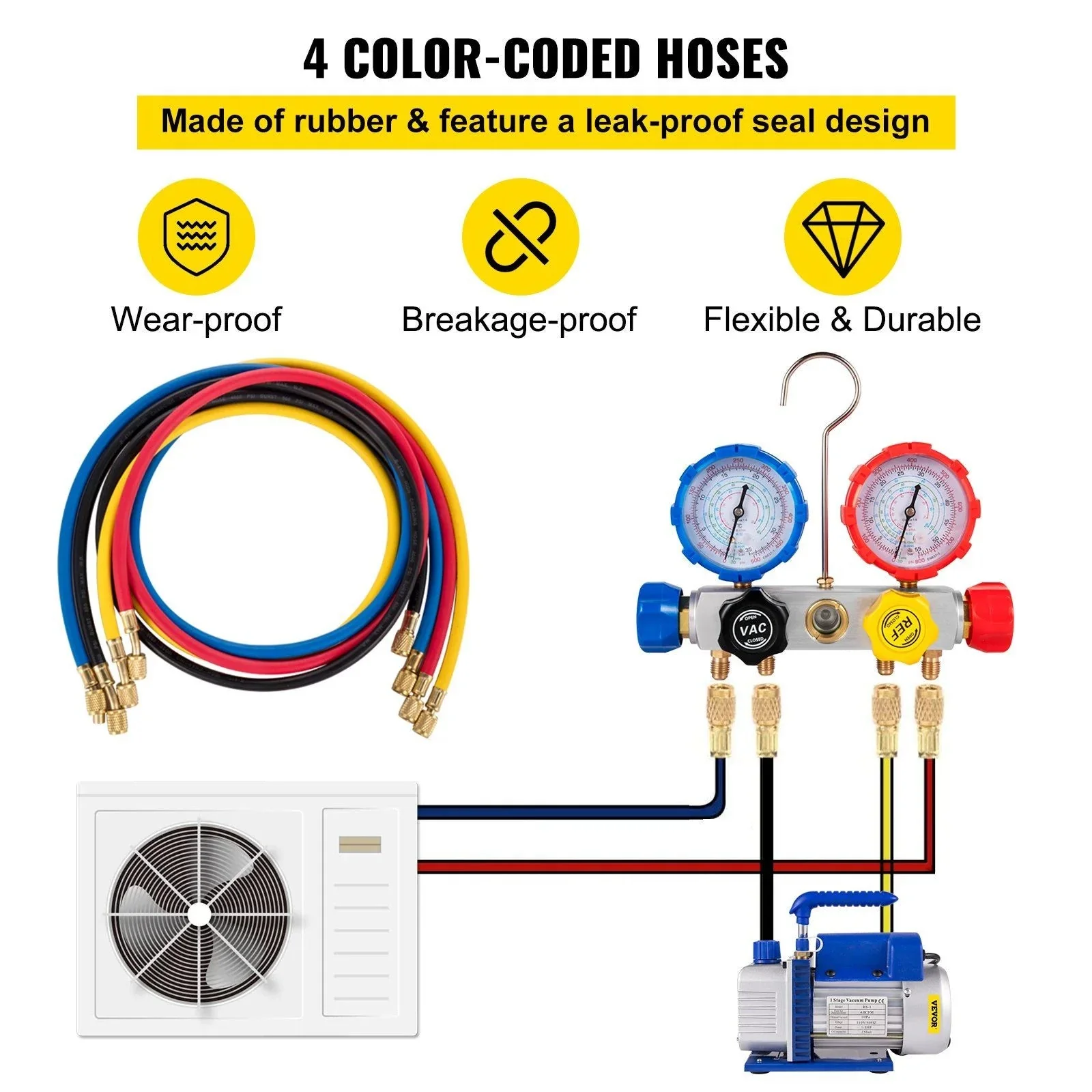 HVAC Vacuum Pump Kit, 4.8 CFM, 1/3 HP, Single Stage, 5 Pa - ZK44.8CFM - Image 5 HVAC Vacuum Pump Kit, 4.8 CFM, 1/3 HP, Single Stage, 5 Pa - ZK44.8CFM - Image 5