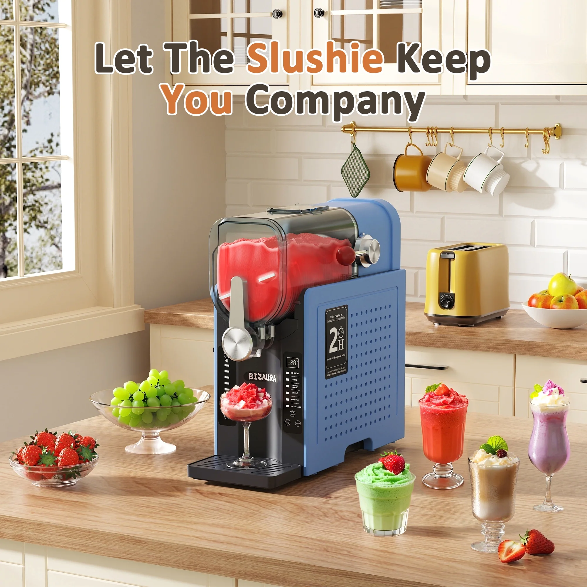 BIZAURA Slushie Machine, Slushy Machine for Home No Ice Need, Professional Frozen Drink Maker, 6 Presets for Milkshakes, Frapp-s, Slush, Ice Cream - Image 10