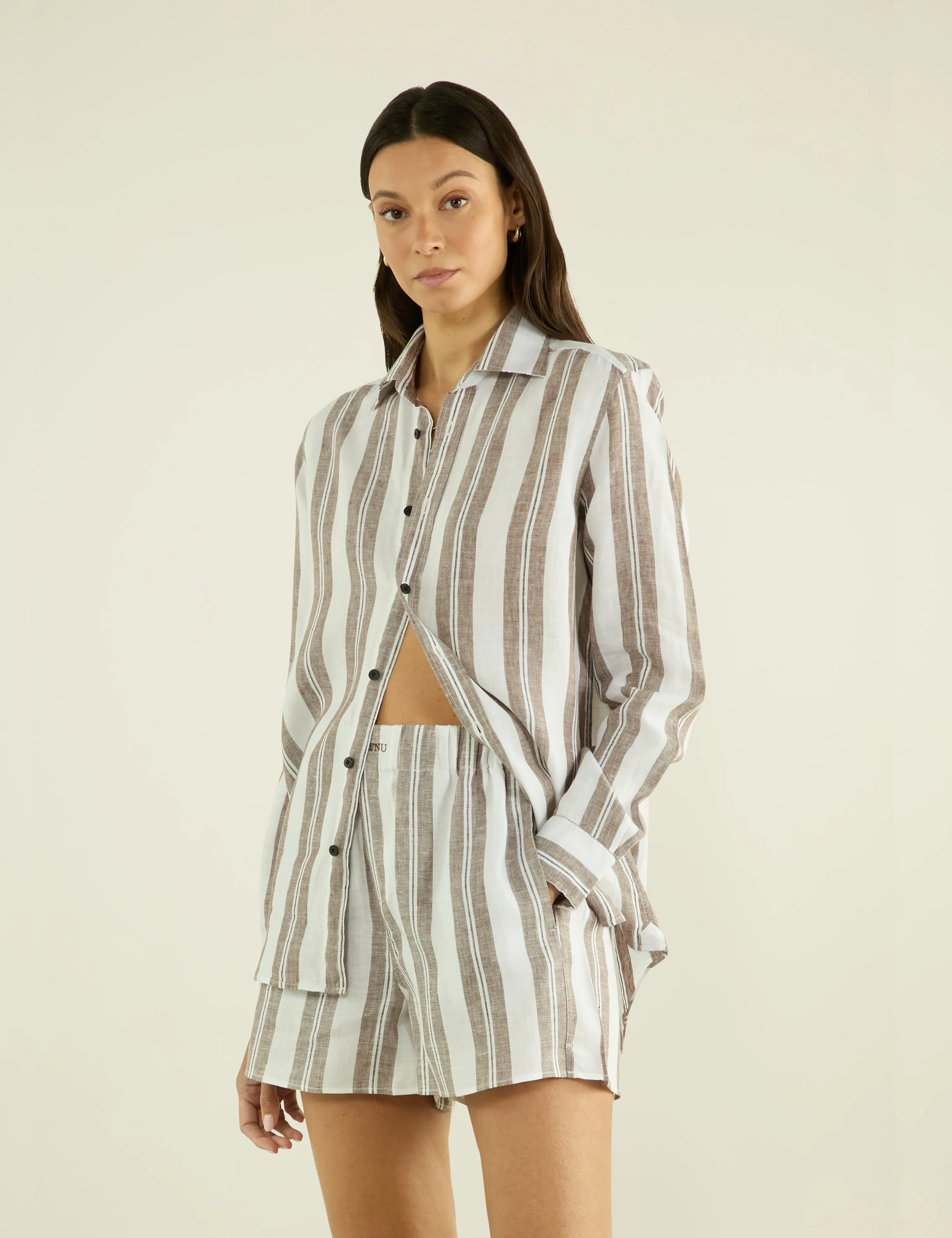 The Boxer: Linen, Mocha and Black Multi Stripe