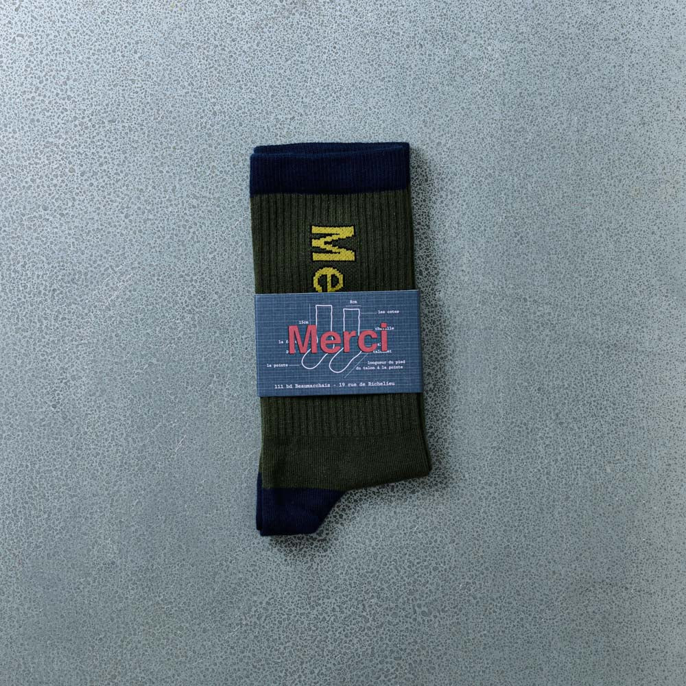Merci - Chaussettes Scrappy - Khaki Marine