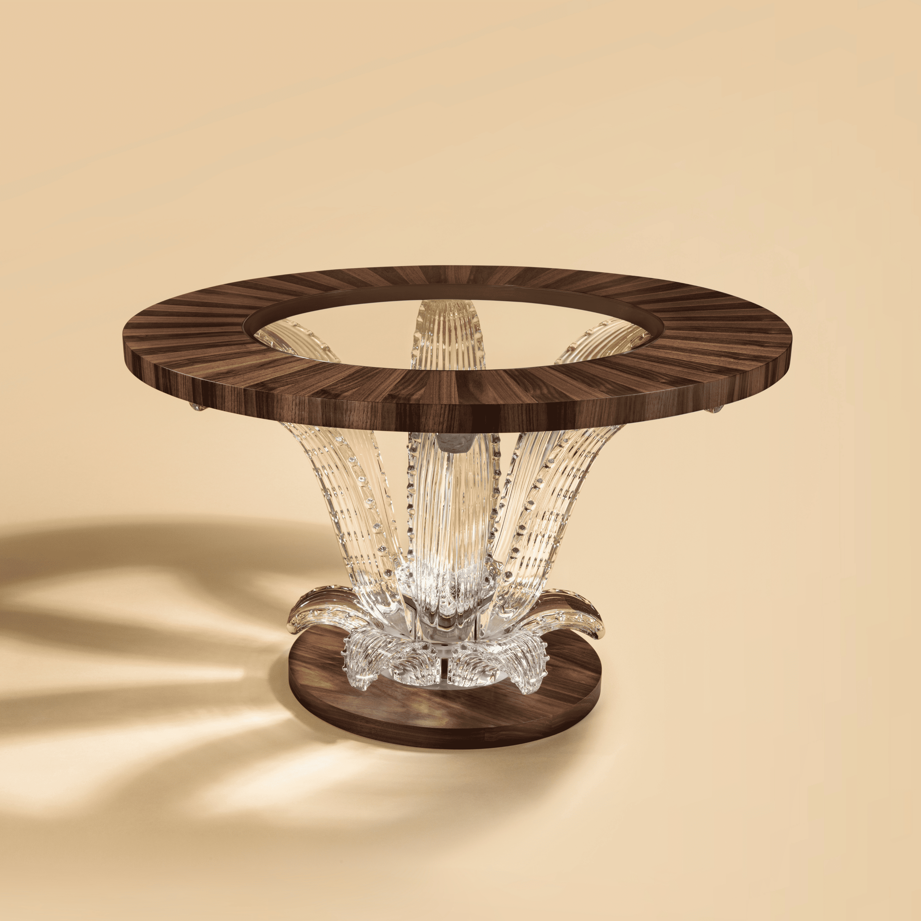 TABLE BASSE CACTUS NOYER PETIT MODÈLE - CRISTAL INCOLORE, NOYER