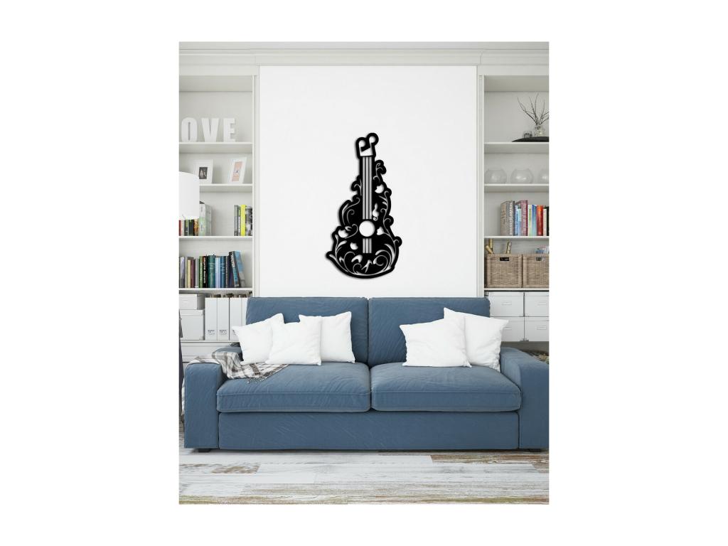 Decoración de Metal Guitarra 1, Negro, 45x1,5x87 cm, Tucasago