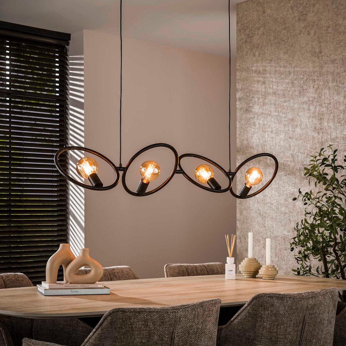 Fraaai - Hunter hanglamp 4-lichts - zwart