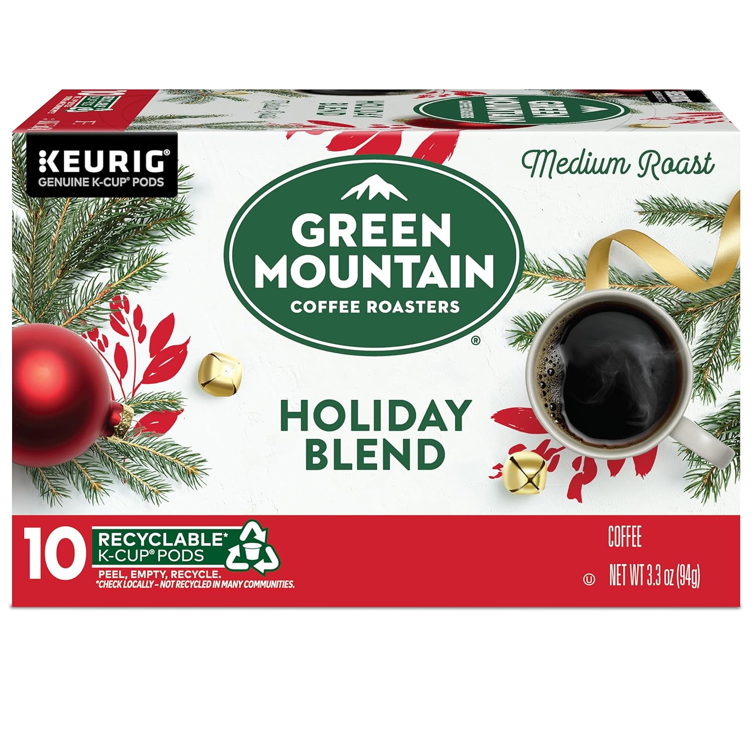 Green Mountain Coffee Roasters K-Cups. Holiday Blend. 10 Count (Pack of 4)