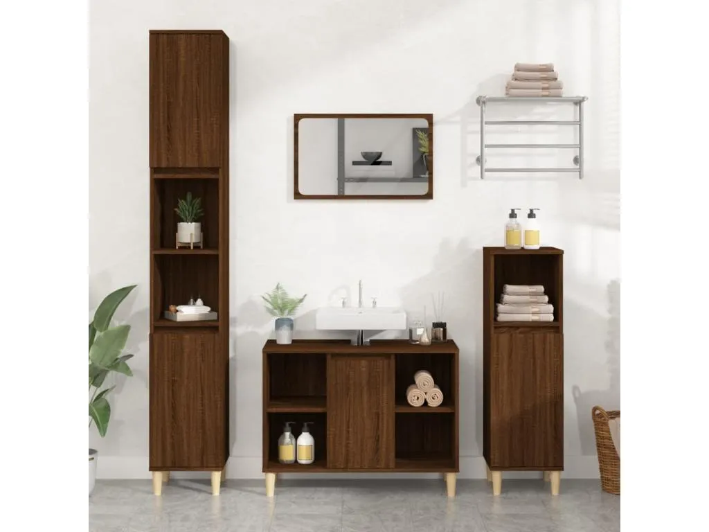 Armario de lavabo Alkihogares contrachapada Alkihogares marrón 80x33x60 cm