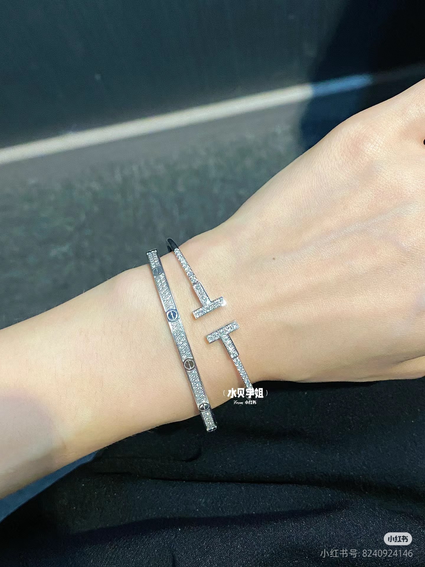 Tiffany Diamond Paved Double T Bangle Bracelet - Original Replica Club