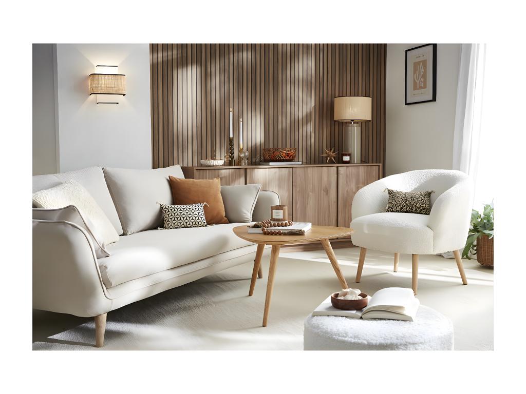 Sillón nórdico efecto borreguillo y madera Confortzx