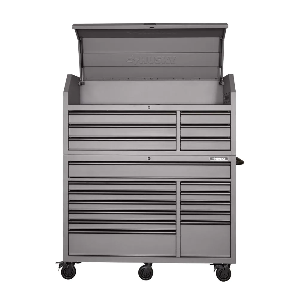 HEAVY-DUTY 56 IN. W 18-DRAWER COMBINATION TOOL CHEST AND CABINET SET, MATTE GRAY