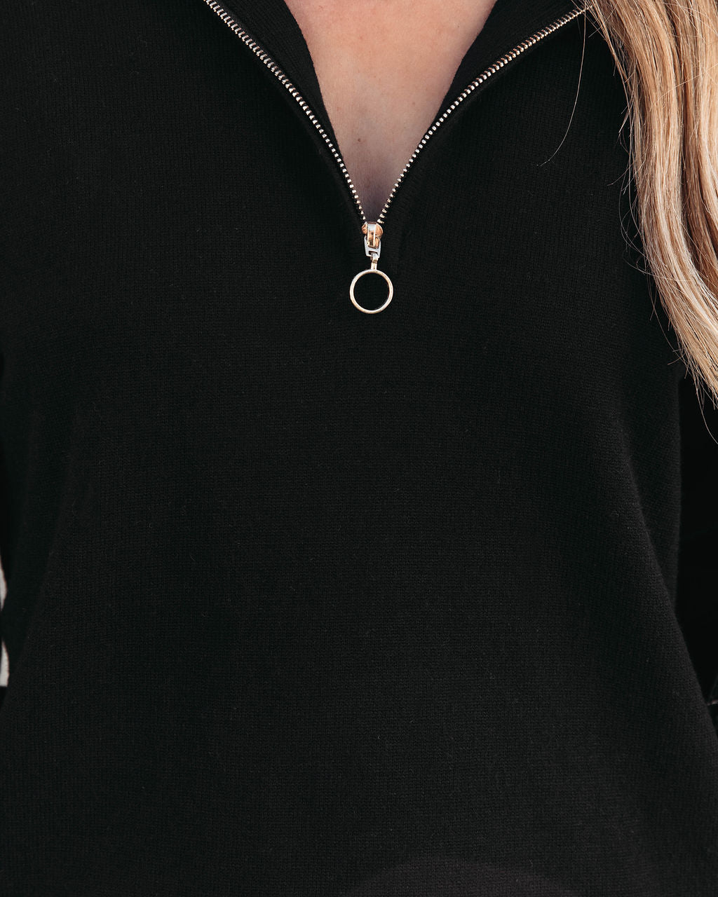 Practical Luxe Knit Half Zip Sweater Dress - Black - Se7enfashion