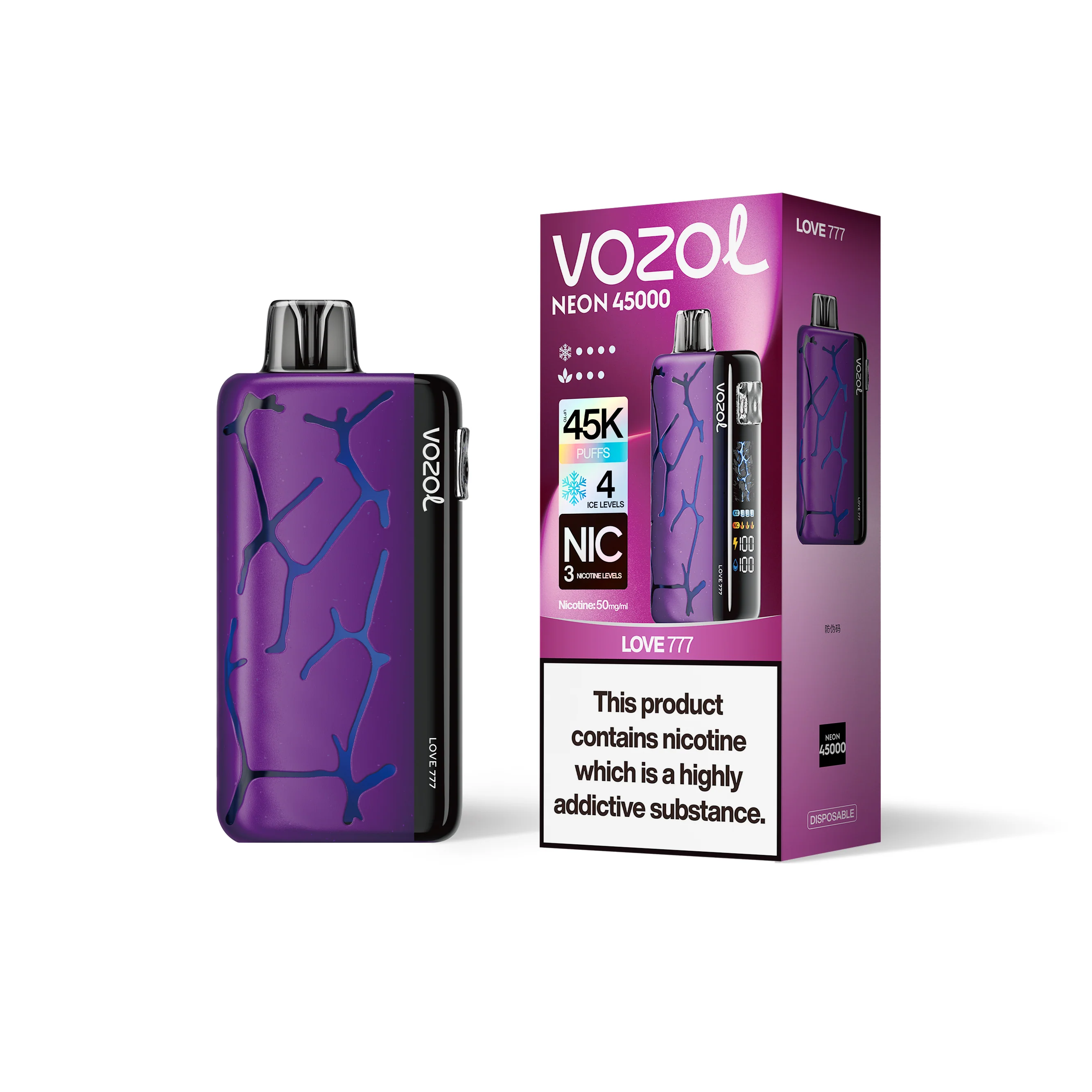 VOZOL NEON 45K eldobható e-cigaretta (minden íz)