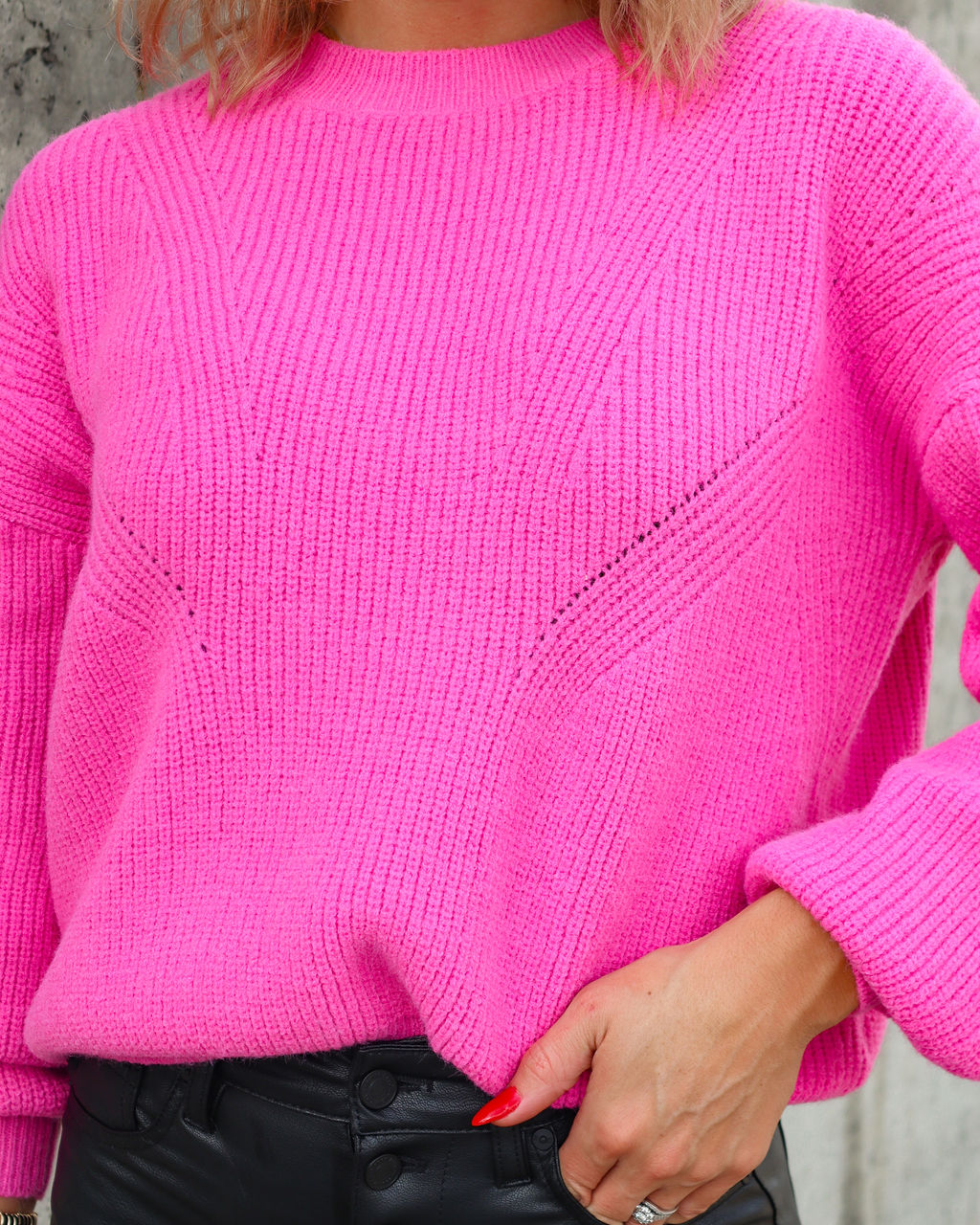 Taytum Knit Pullover Sweater - Bubble Gum Pink - Se7enfashion