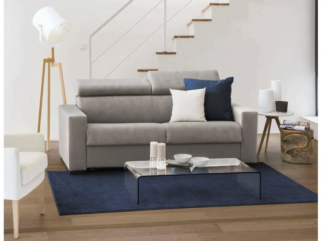 Sofá cama Sancaldeco Sofá grande de 2 plazas Made in Italy Sofá de salón con apertura giratoria con reposacabezas regulables y reposabrazos 81455WLVW