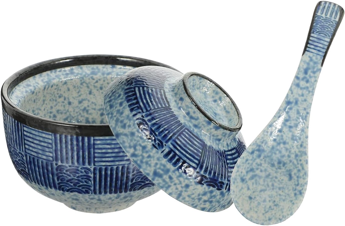 Japanese Ceramic Soup Bowls with Lid & Spoon Perfect for Miso Soup, This Set Includes Spoons & Lids, Making It Ideal for Family Dinners and Special Occasions. An Elegant Addition to Your Home Kitchen