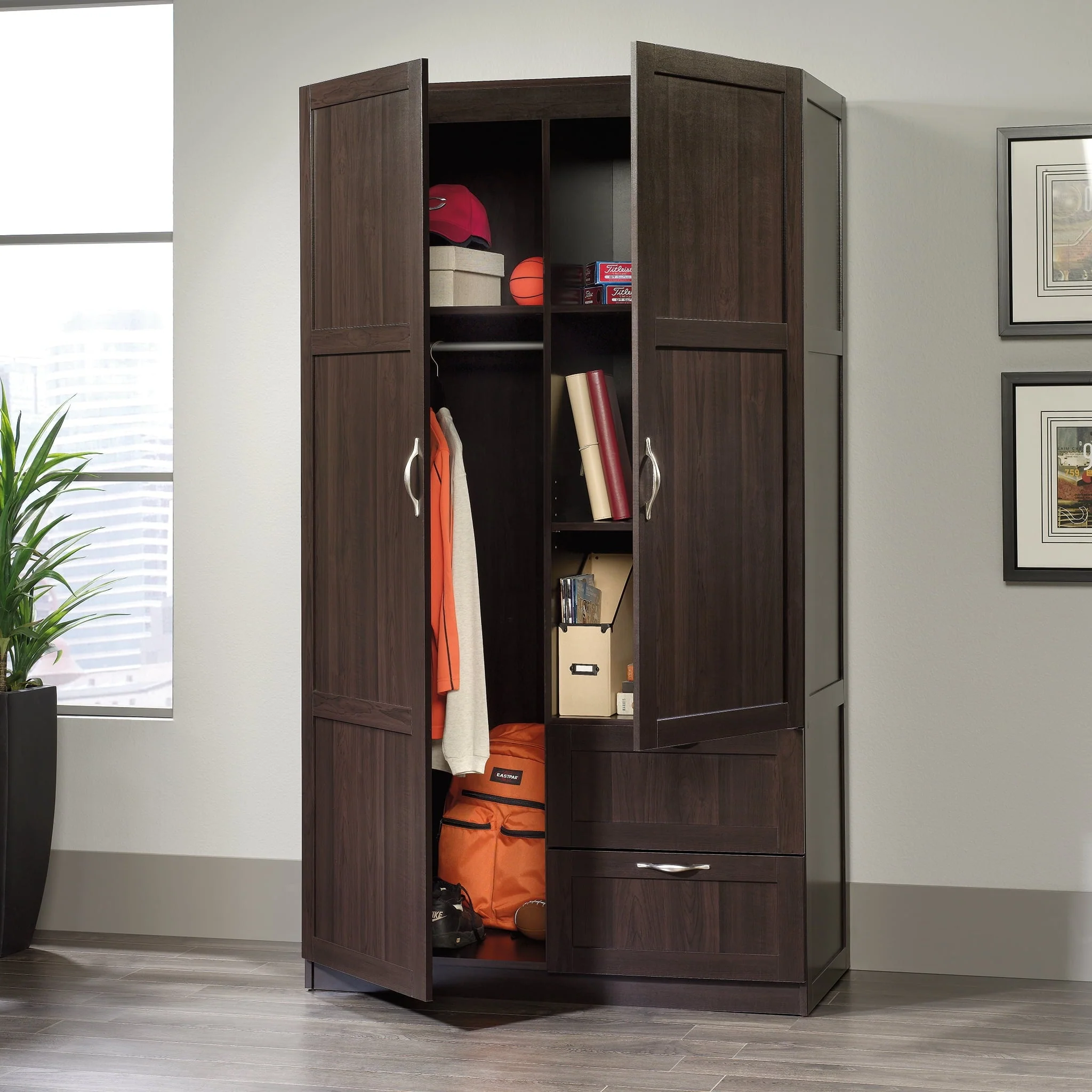 Sauder Wardrobe/Storage Cabinet, Cinnamon Cherry Finish - Image 10