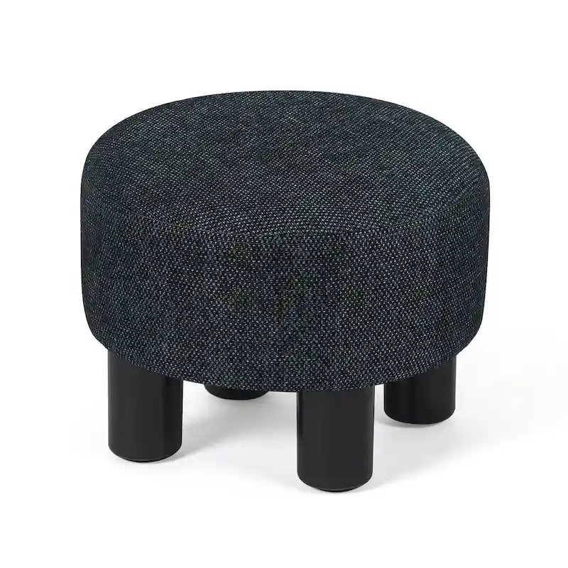 Adeco Modern Velvet Round Ottoman Footrest Stool with Padded Seat