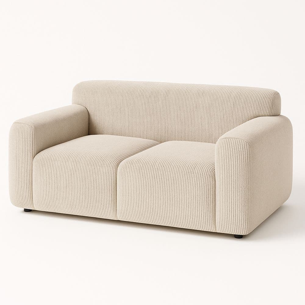 Sofá 2 plazas tela acanalada beige 200cm x 90cm x 85cm