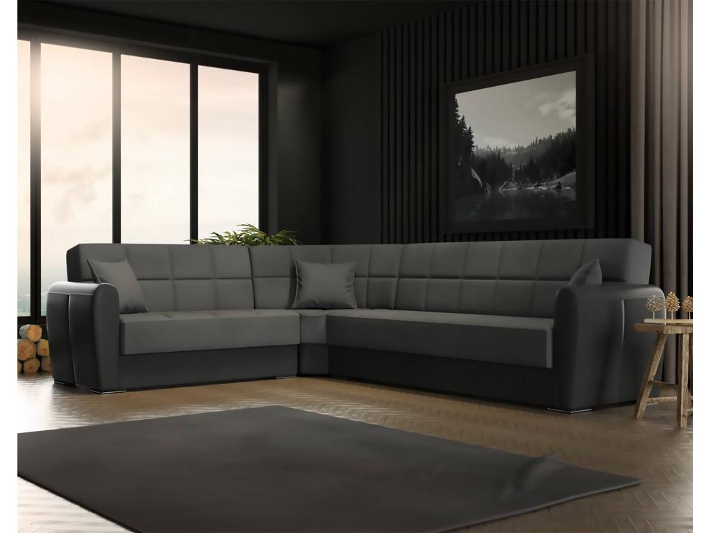 Sofá cama æ Sofá cama rinconera con almacenaje en ecopiel y tela Sofá de salón con apertura clic-Decocasaes y península reversible 305x238h91 kege99655