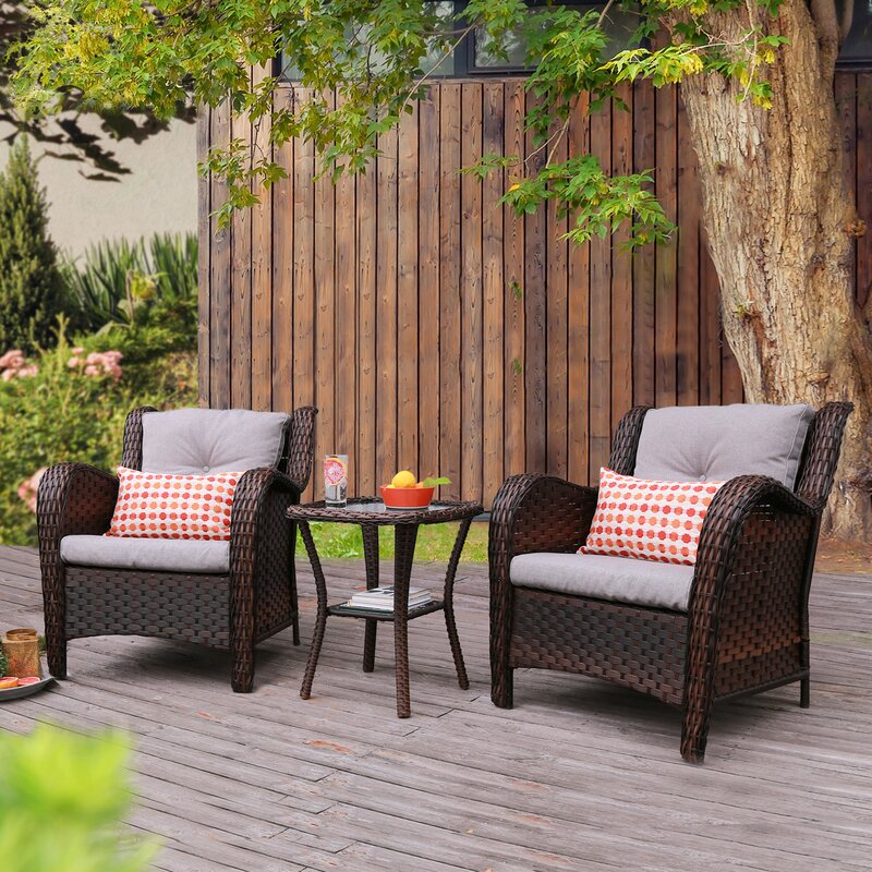 Jann Wicker/Rattan 2 - Person Seating Group with Cushions