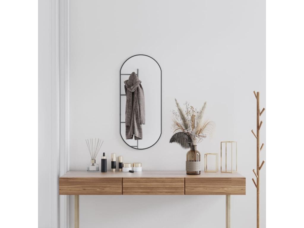 Espejo de pared ovalado negro 80x35 cm