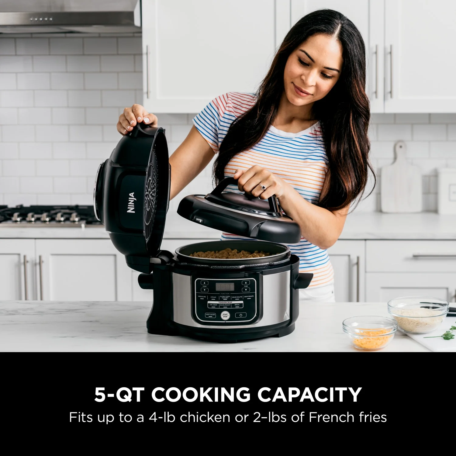Ninja Foodi 10-in-1 5 Qt Pressure Cooker, Steamer, Bake, Broil, Dehydrate, Air Fryer, Non-Stick, FD101 Stainless Steel - Image 3