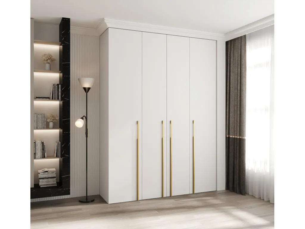Armario Kavehomedeco 3 con puertas batientes 245.5/180/40 4 puertas (blanco/oro) WSEA29950