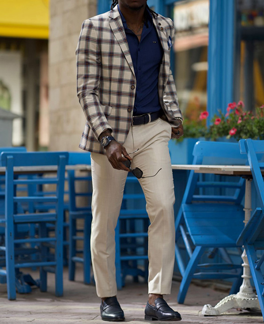 Daily Plaid Chest Pocket Notch Lapel Buttons Blazer