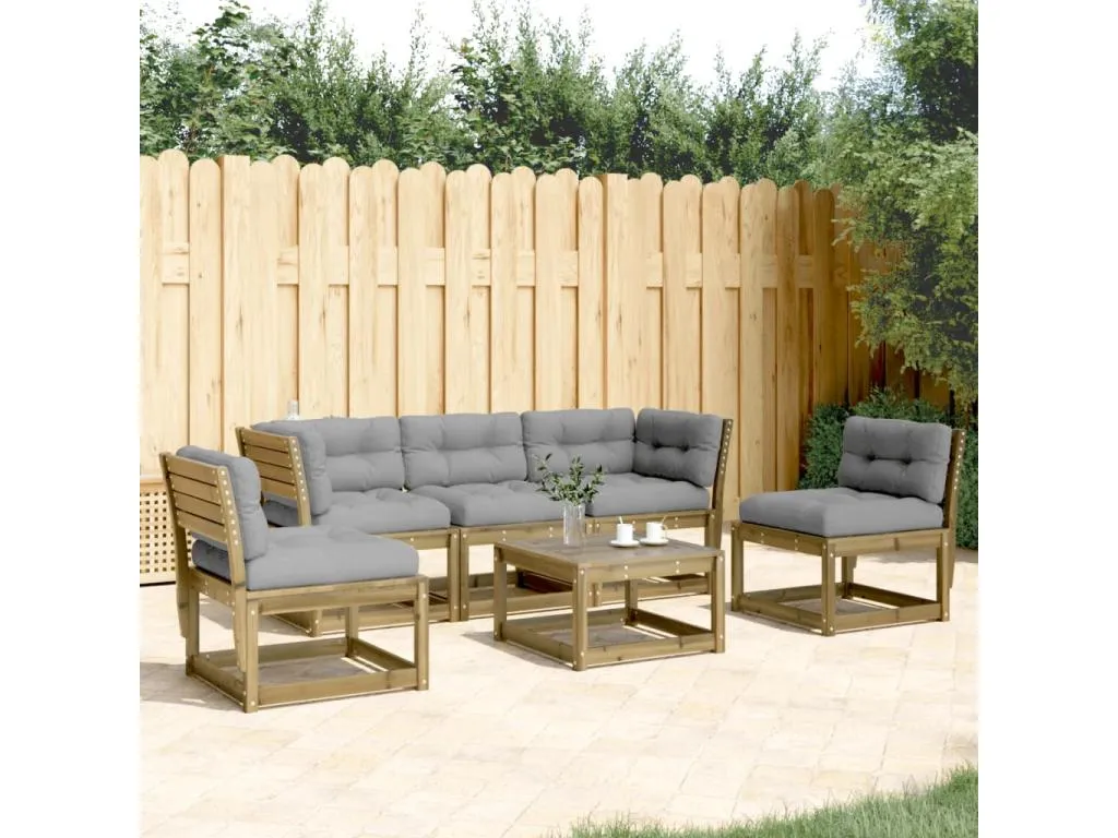 Set de sofás jardín 5 pzas con cojines Homepleno impregnada Marrón 97176syhq