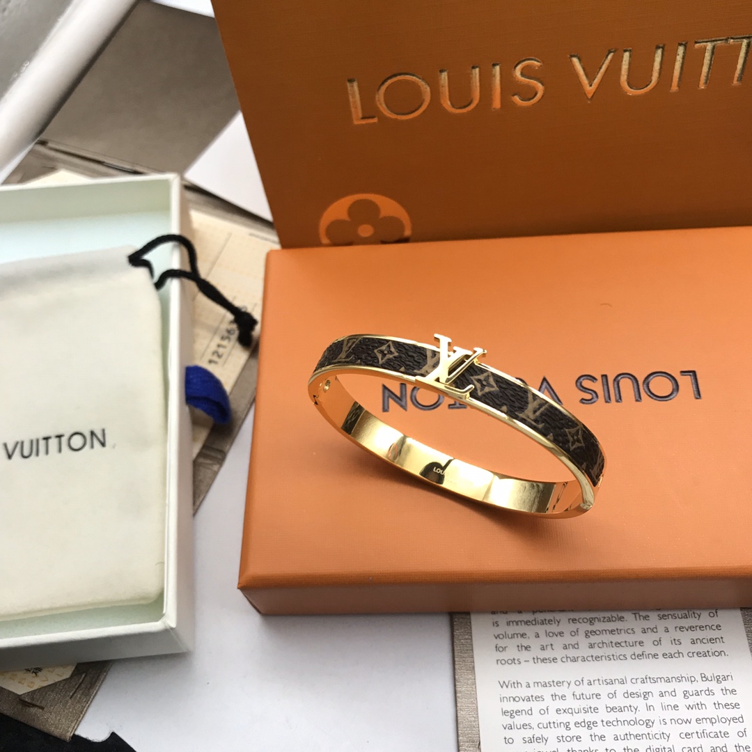 Louis Vuitton LV Monogram Leather Bangle Couple Bracelet - Original Replica Club