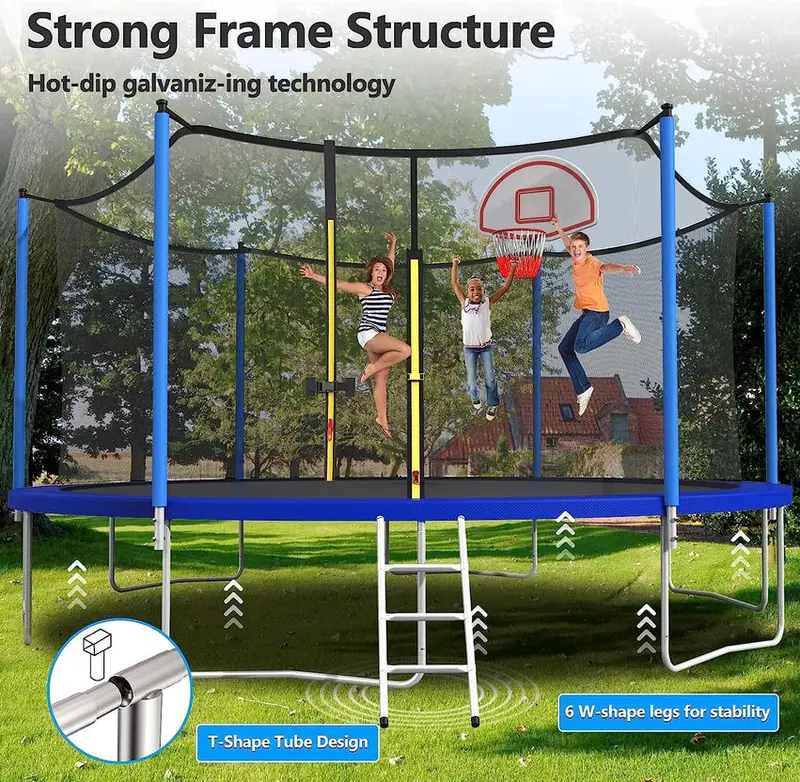 Trampoline With Enclosure Net And Adjustable Basketball Hoop - 8ft, 10ft, 12ft, 14ft, 15ft, 16ft - Image 23 Trampoline With Enclosure Net And Adjustable Basketball Hoop - 8ft, 10ft, 12ft, 14ft, 15ft, 16ft - Image 23