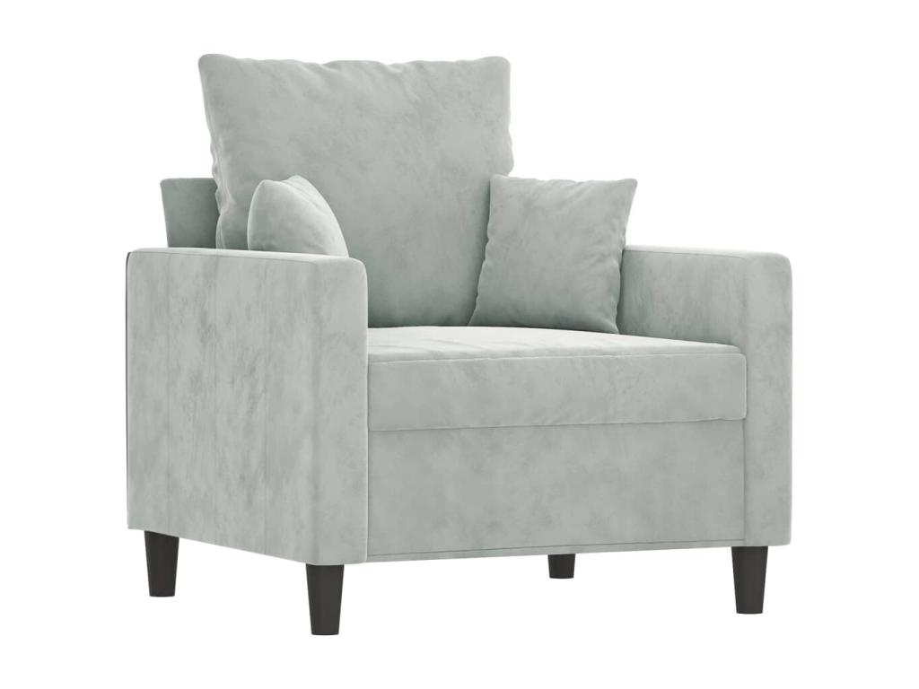 Sillón de terciopelo gris claro 60 cm