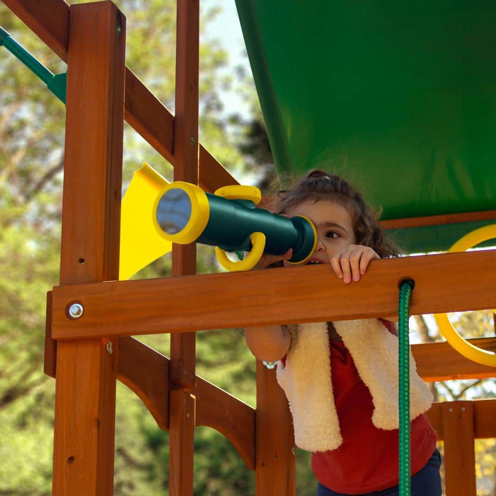 DIY Wooden Outdoor Playset With Tarp Roof, Rock Wall, Wave Slide, 3 Swings - Outing III - Image 8 DIY Wooden Outdoor Playset With Tarp Roof, Rock Wall, Wave Slide, 3 Swings - Outing III - Image 8