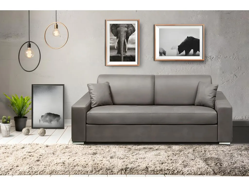 Sofá cama de 4 plazas de tela tipo italiano Boverdeco - Gris - Somier de láminas de 160 cm - Colchón de 18 cm