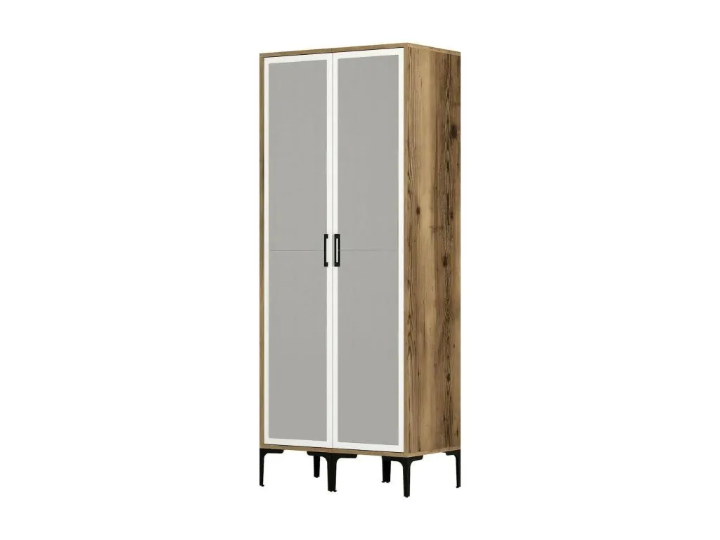 Armario 2 puertas Vivircalido Muebles de dormitorio Vestidor Armario de ropa 80x201h48 cm Nogal y Blanco cmgf26323