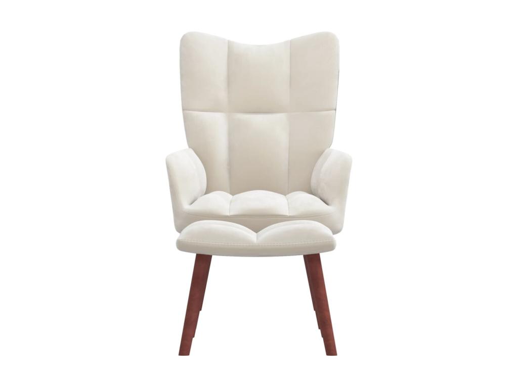 Sillón de relajación con reposapiés Terciopelo blanco crema