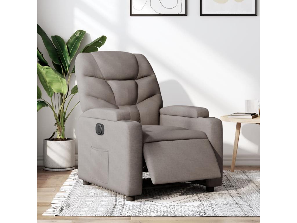 Sillón reclinable eléctrico tela gris taupé