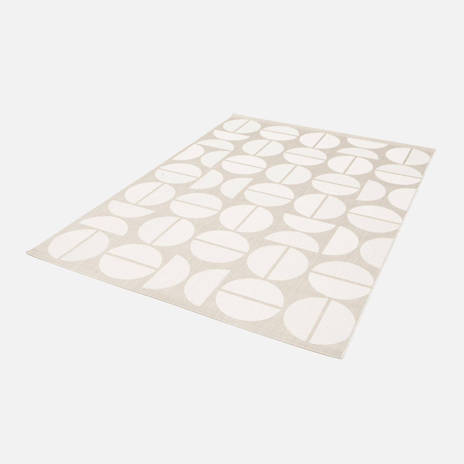 Megan - Alfombra interior/exterior diseño geométrico beige poliéster reciclado