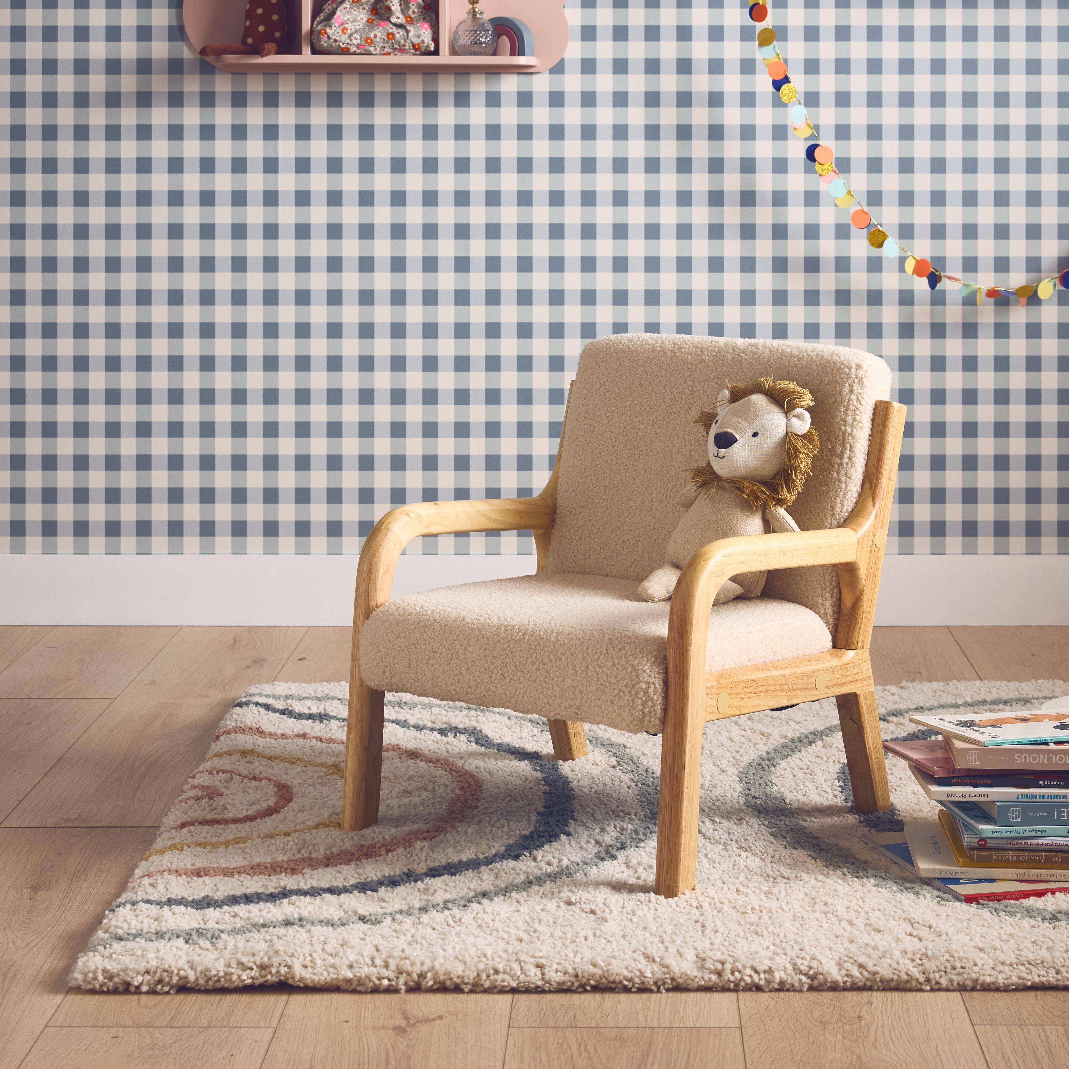 Lorens kids - Sillón infantil escandinavo de madera y tela borreguito