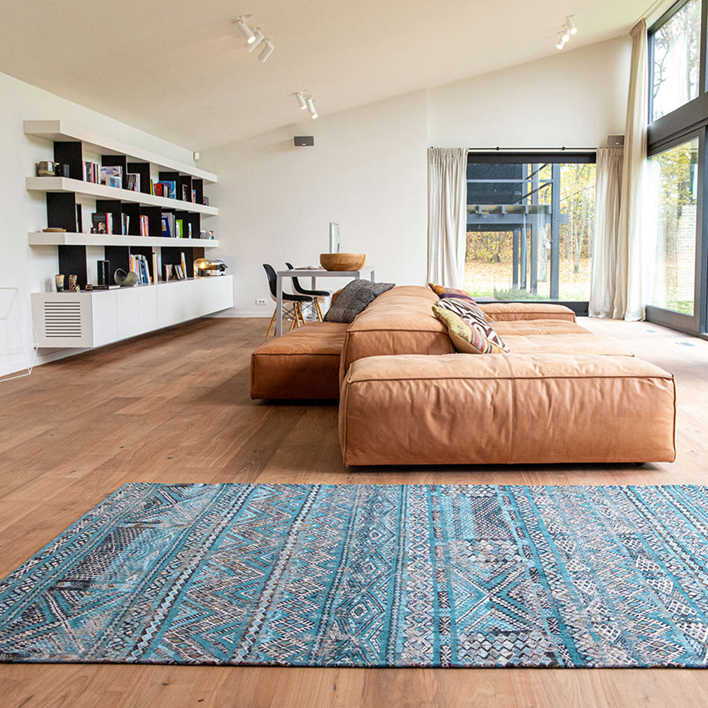 Louis de Poortere Kilim Vloerkleed 140 x 200 cm - Zemmuri Blue