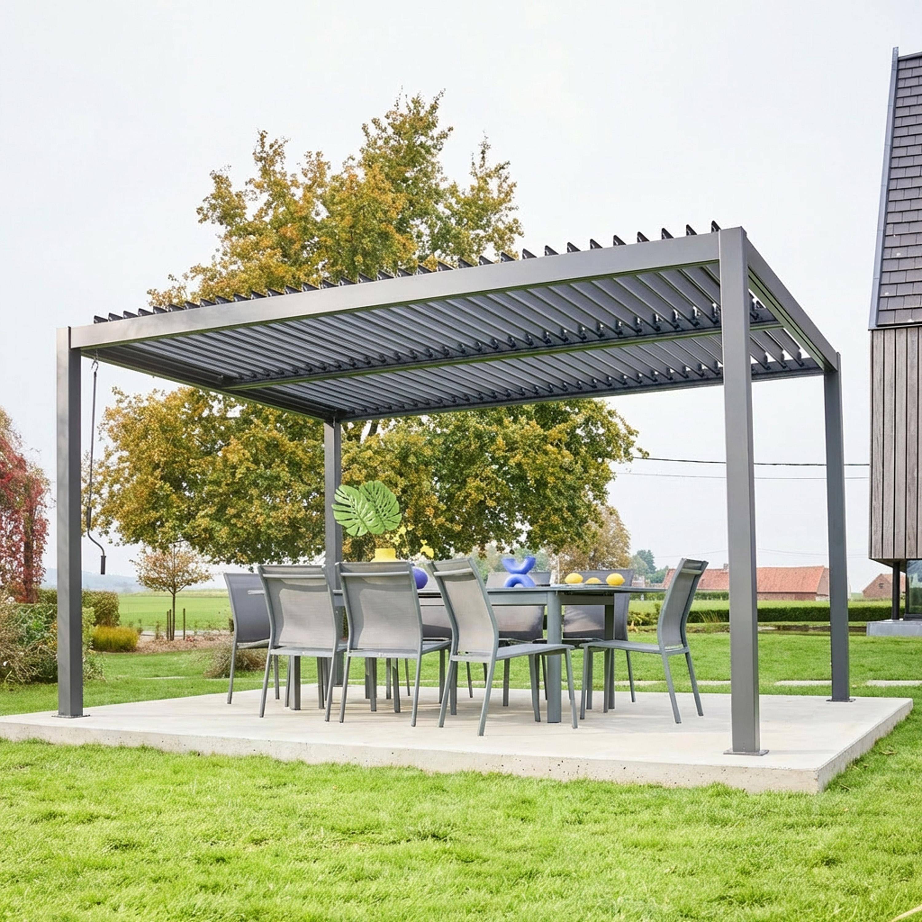 Palace 3x4m - Pérgola bioclimática 3x4m de aluminio y acero con lamas orientables