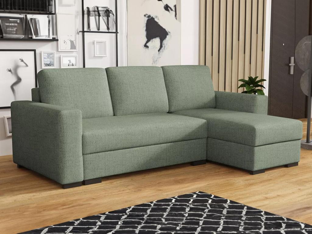 Sofá rinconero Joliven 187 Verde Función de descanso Caja de ropa de cama 242x155cm