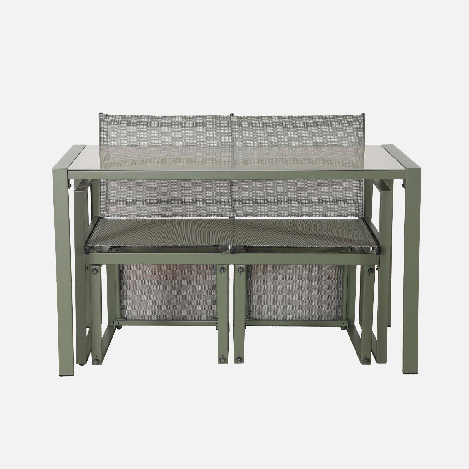 Tavena - Conjunto de mesa de jardín encastrable, 4 plazas