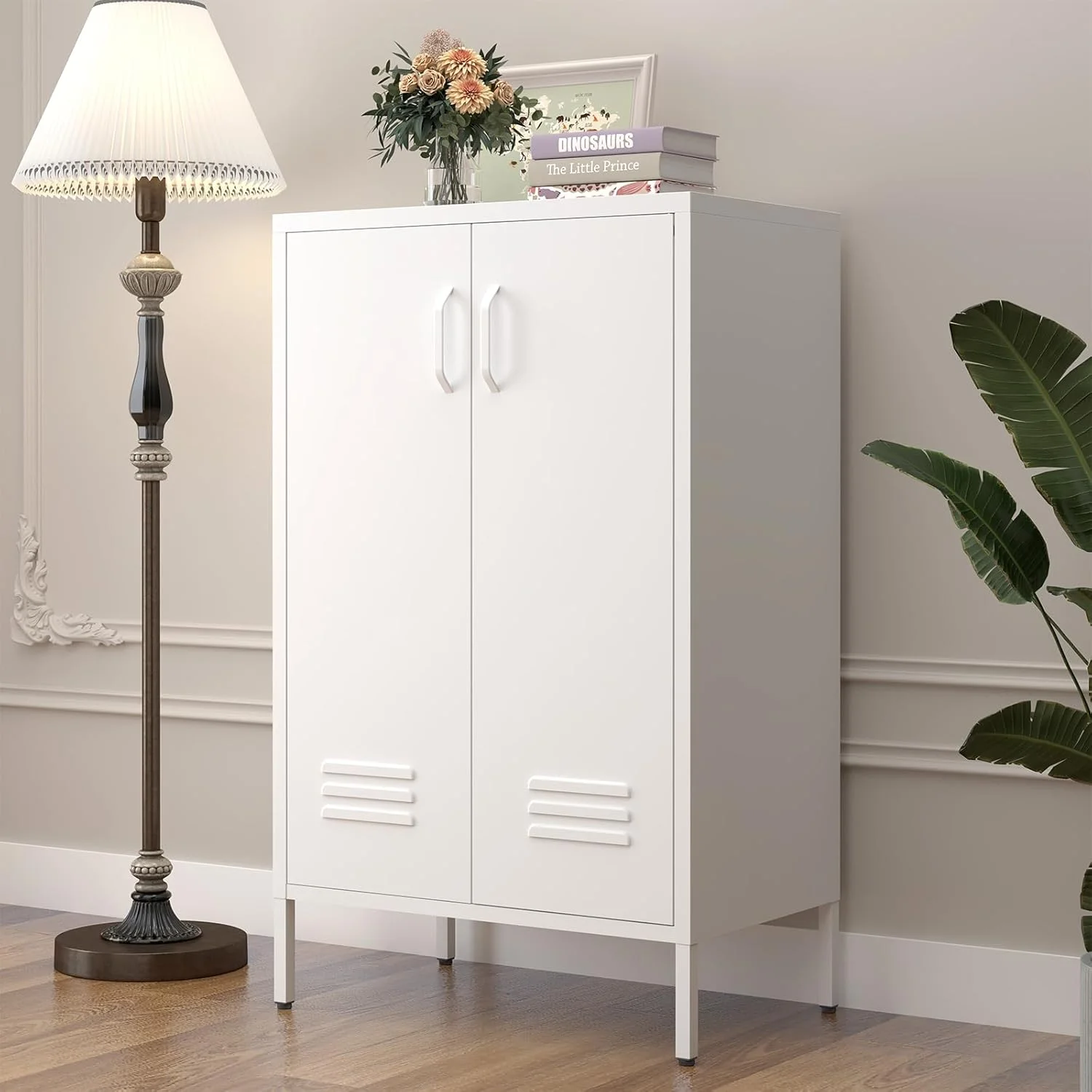 Marcree Green Metal Cabinet,2 Door Accent Cabinet,Metal Locker Cabinet with Legs,Sideboard Cabinet with Adjustable Shelves,Locker Storage Cabinet for Living Room,Entryway - Image 13