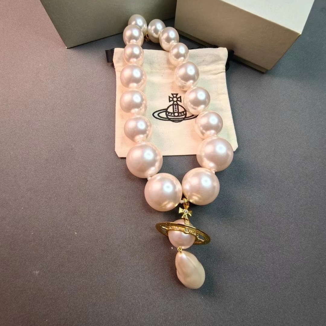 Vivienne Westwood Large Teardrop  Pendant Pearl Necklace - Original Replica Club