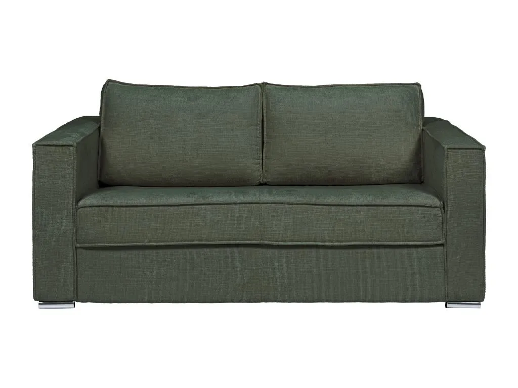 Sofá cama verde 4 plazas apertura rápida en tela texturizada, cama 160 cm, colchón 18 cm, modelo Loreto. jvl3296390