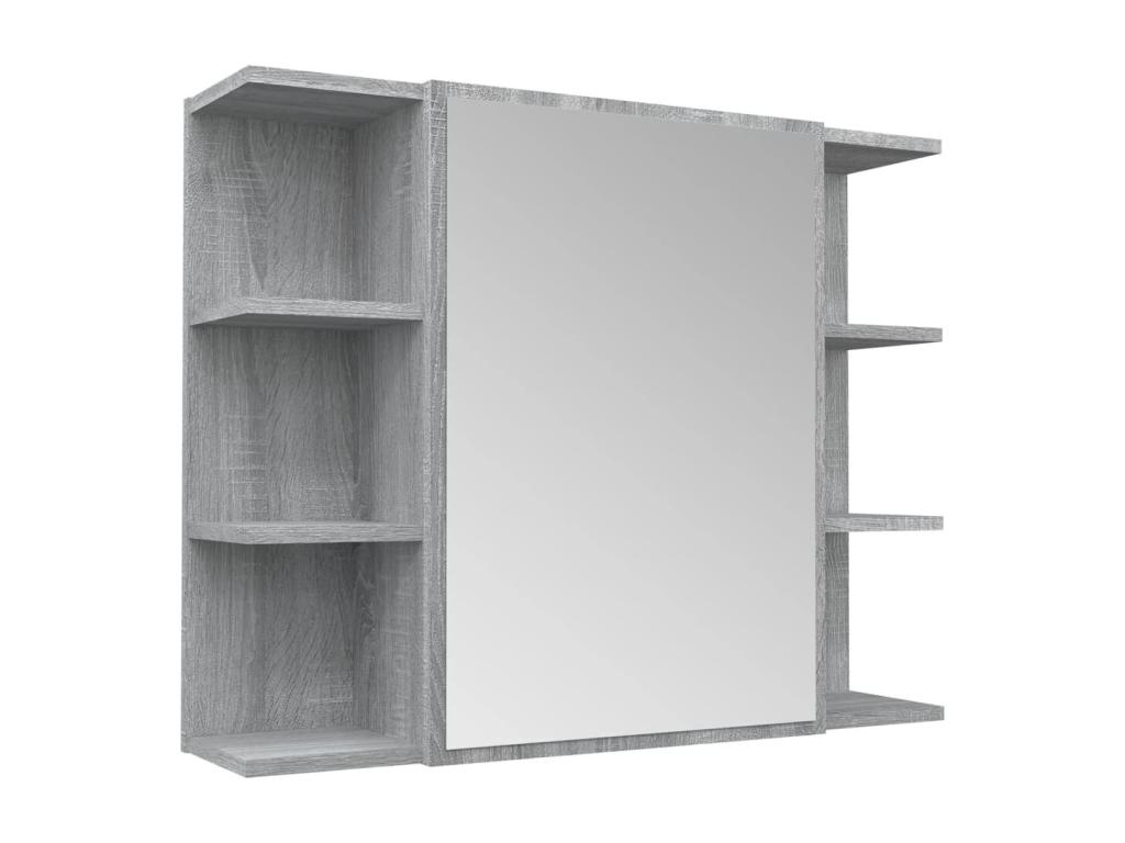 Armario de espejo baño contrachapada gris Confortzx 80x20 - 5x64 cm
