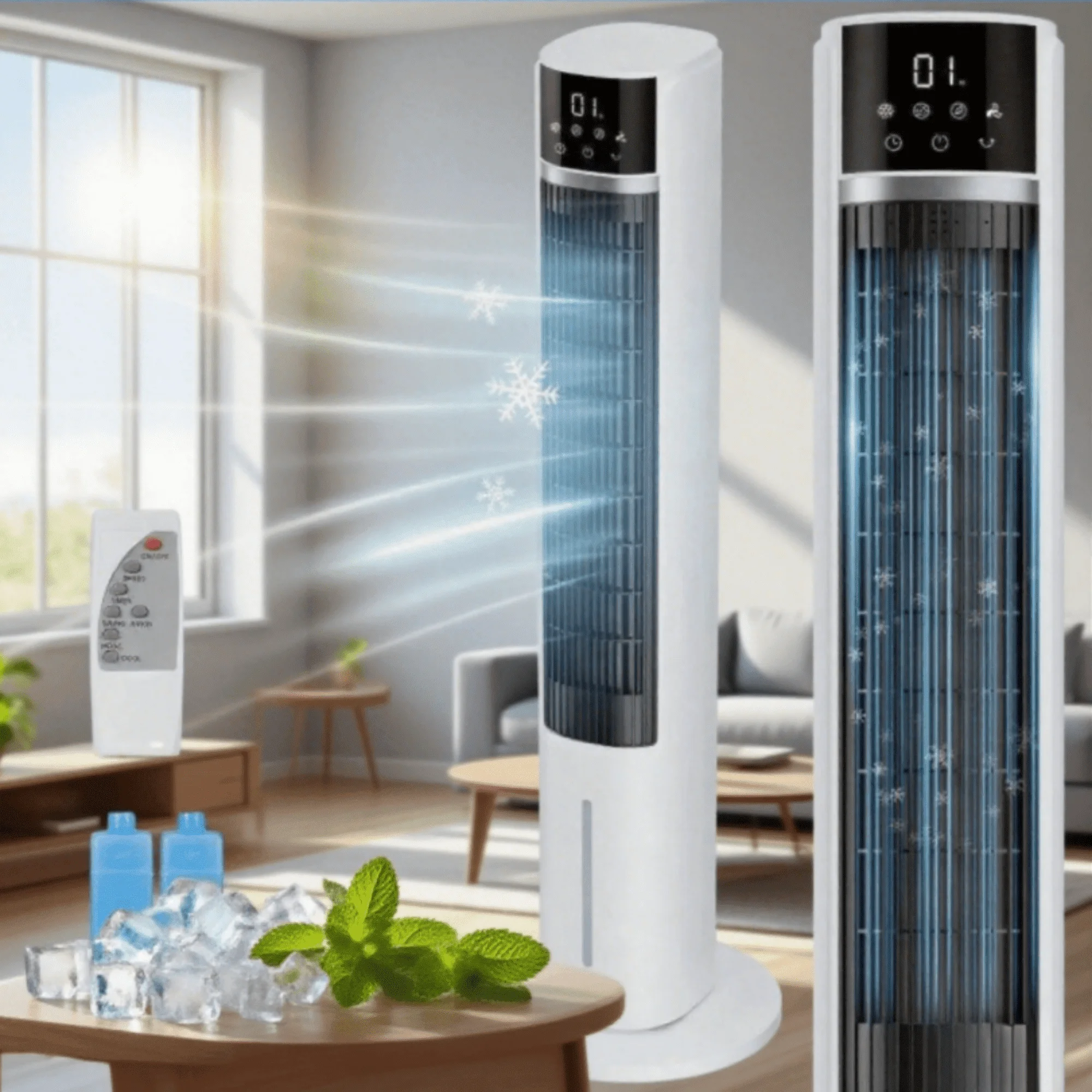 MaxKare 40" Evaporative Air Cooler, 3 Modes, 12H Timers, Oscillating Tower Fan White - Image 11